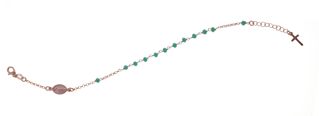 Bracciale rosario pendente Prega&Ama in argento925 con pietre verdi