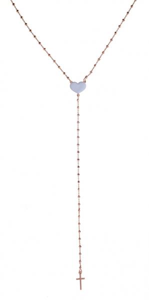 Collana pendente in argento925 Prega & Ama con cuore smaltato bianco - cod.61076