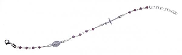 Bracciale rosario Prega&Ama in argento925 con pietre lilla- cod.61140