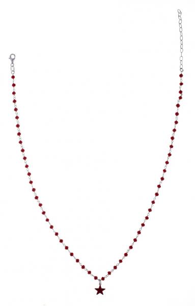 Girocollo rosario Prega&Ama in argento925 con pietre rosse e stella smaltata rossa - cod.61169