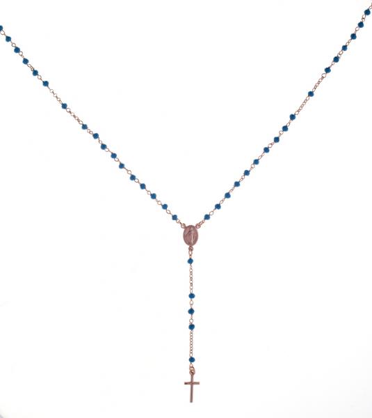 Collana rosario pendente Prega&Ama in argento925 con pietre azzurre - cod.61102
