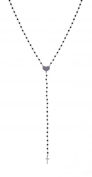 Collana rosario pendente in argento925 Prega & Ama con pietre nere - cod.61078