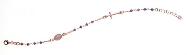 Bracciale rosario Prega&Ama in argento925 con pietre lilla- cod.61144