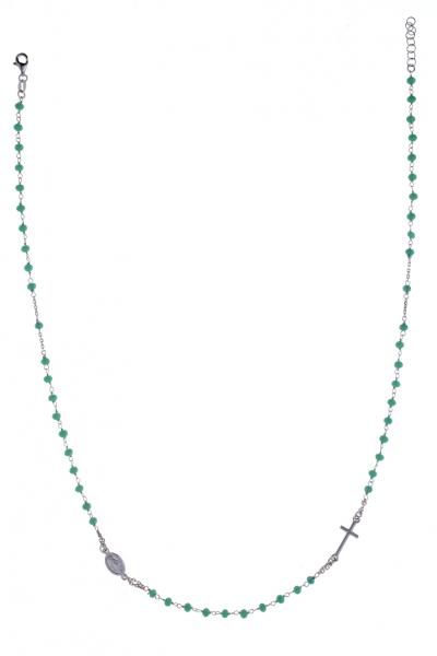Girocollo rosario Prega&Ama in argento925 con pietre verdi