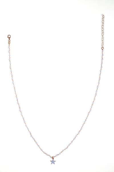 Girocollo rosario Prega&Ama in argento925 con pietre bianche e stella smaltata bianca - cod.61164