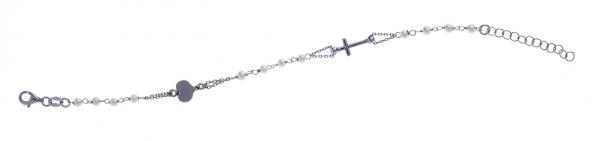 Bracciale rosario in argento925 Prega & Ama con pietre bianche - cod.61002