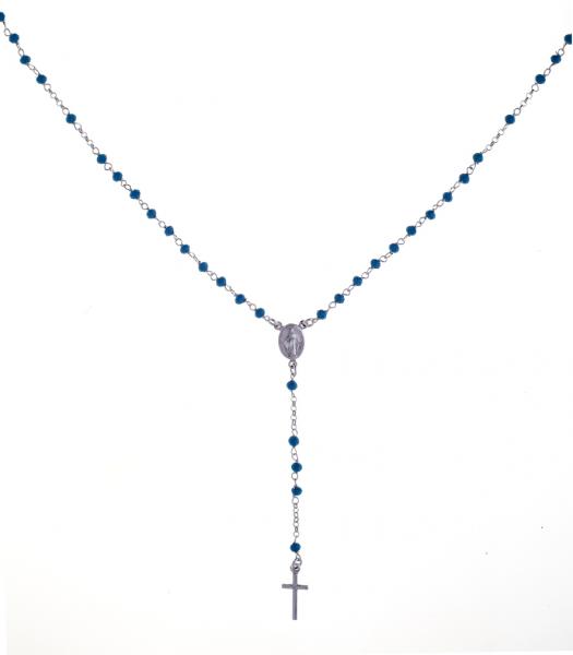 Collana rosario pendente Prega&Ama in argento925 con pietre azzurre - cod.61098