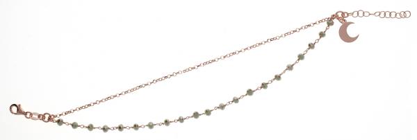 Bracciale rosario 2 fili pendente Prega&Ama in argento925 con pietre verde chiaro -cod.61159 ROSE'