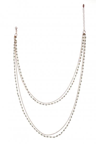 Collana rosario 4 fili Prega&Ama in argento925 con pietre verde chiaro- cod.61171