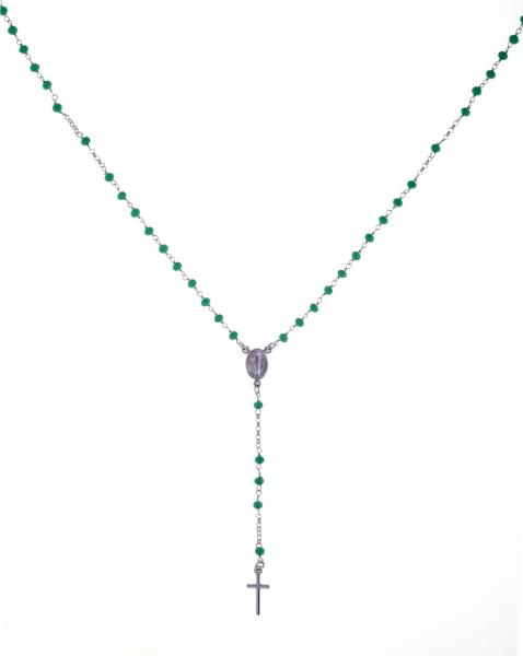 Collana rosario pendente Prega&Ama in argento925 con pietre verdi