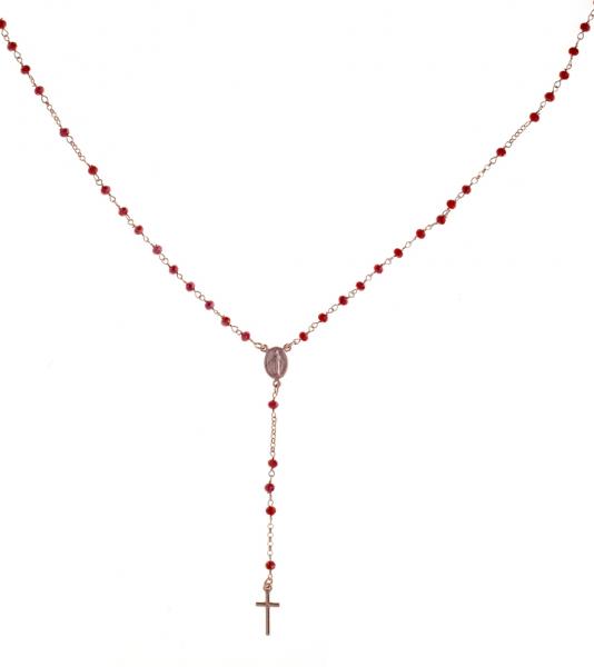 Collana rosario pendente Prega&Ama in argento925 con pietre rosse -cod.61110