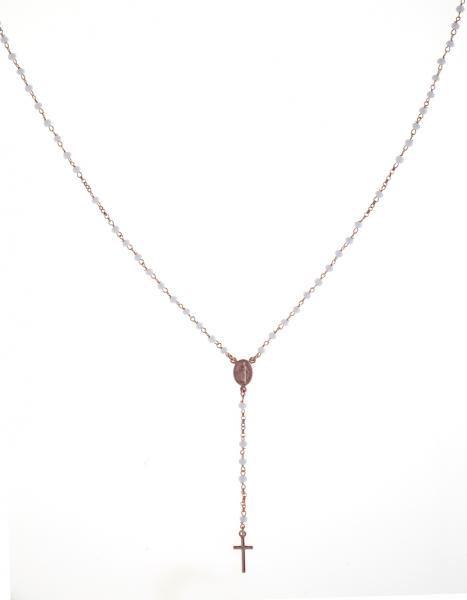 Collana rosario pendente Prega&Ama in argento925 con pietrebianche