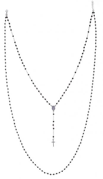 Collana rosario 2 fili con croce pendente Prega&Ama in argento925 e pietre argentate - cod.61061