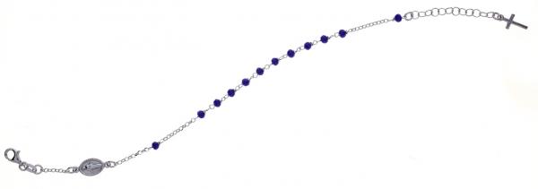 Bracciale rosario pendente Prega&Ama in argento925 con pietre blu - cod.61156