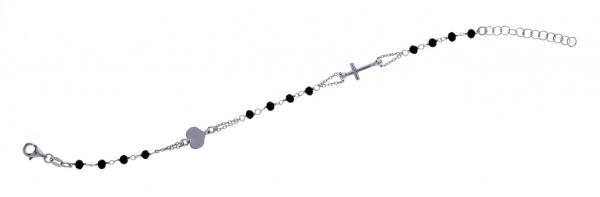 Bracciale rosario in argento925 Prega & Ama con pietre nere - cod.61000