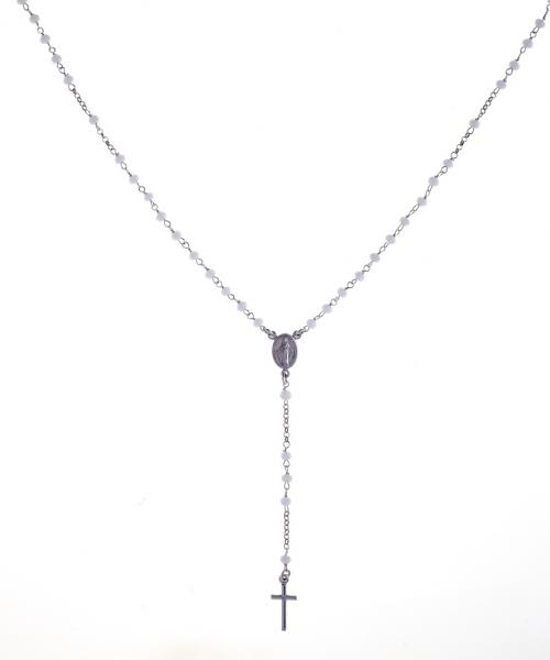 Collana rosario pendente Prega&Ama in argento925 con pietre bianche