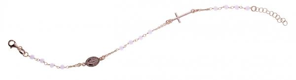 Bracciale rosario Prega&Ama in argento925 con pietre rosa- cod.61196