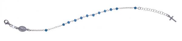 Bracciale rosario pendente Prega&Ama in argento925 con pietre azzurre - cod.61100