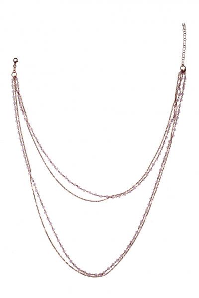 Collana rosario 4 fili Prega&Ama in argento925 con pietre rosa - cod.61170