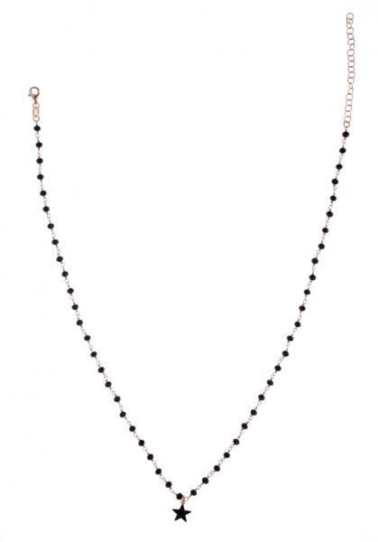 Girocollo rosario Prega&Ama in argento925 con pietre nere e stella smaltata nera - cod.61167