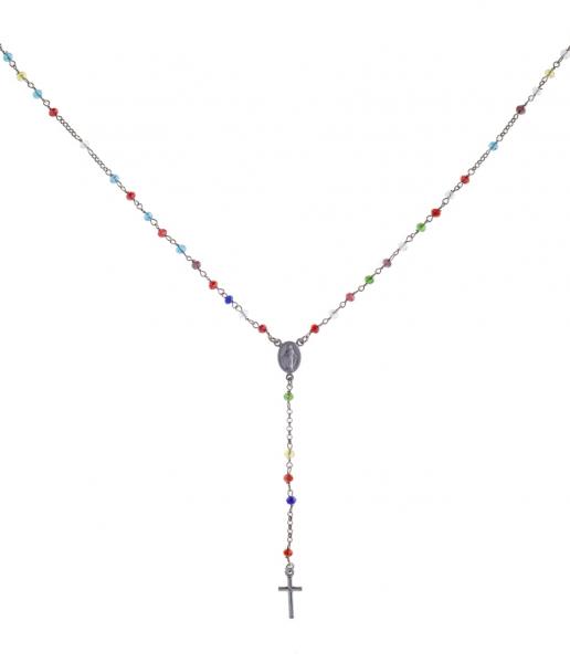 Collana rosario pendente Prega&Ama in argento925 con pietre multicolor - cod.61090