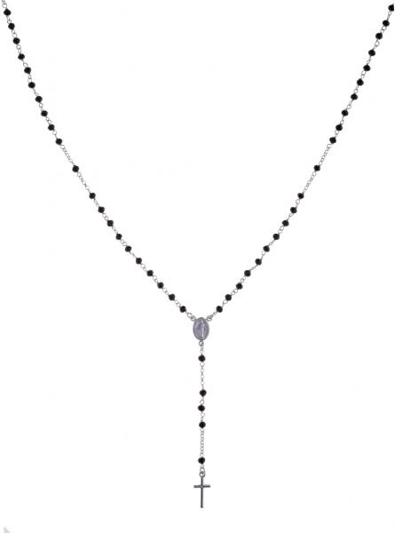 Collana rosario pendente con pietre nere Prega&Ama in argento cod.61048