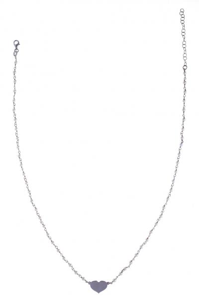Girocollo rosario Prega&Ama in argento925 con pietre bianche e cuore smaltato bianco - cod.61165