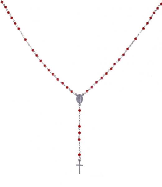 Collana rosario pendente Prega&Ama in argento925 con pietre rosse - cod.61106