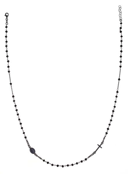 Girocollo rosario Prega&Ama in argento925 con pietre nere