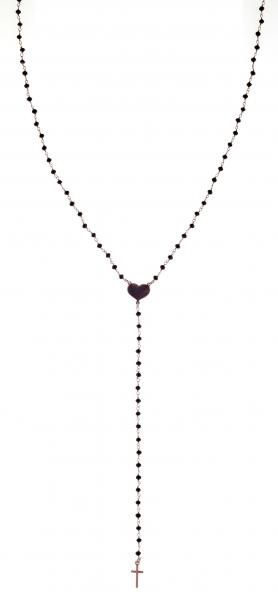 Collana rosario pendente in argento925 Prega & Ama con pietre nere - cod.61079