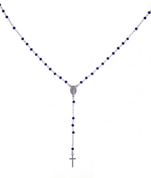 Collana rosario pendente Prega&Ama in argento925 con pietre blu - cod.61154