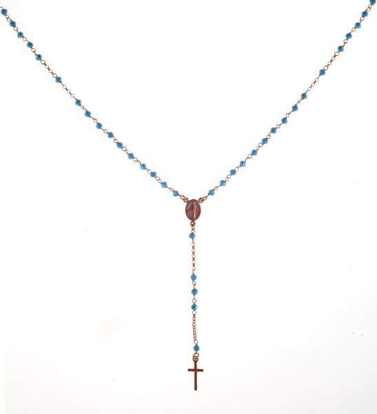Collana rosario pendente Prega&Ama in argento925 con pietre turchesi - cod.61135