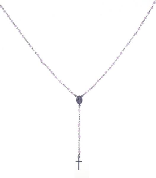Collana rosario pendente Prega&Ama in argento925 con pietre rosa - cod.61190