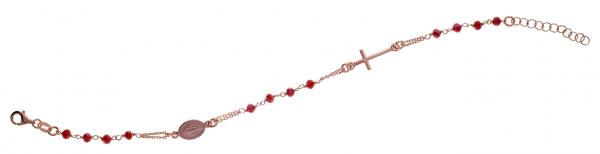 Bracciale rosario pendente Prega&Ama in argento925 con pietre rosse - cod.61113