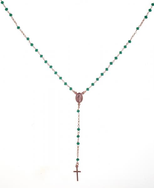 Collana rosario pendente Prega&Ama in argento925 con pietre verdi ROSE'