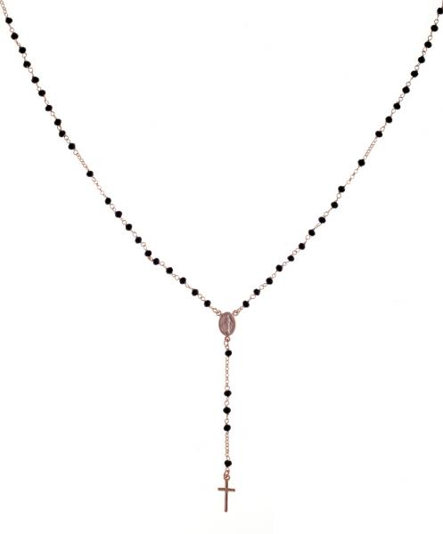 Collana rosario pendente Prega&Ama in argento925 con pietre nere - cod.61045