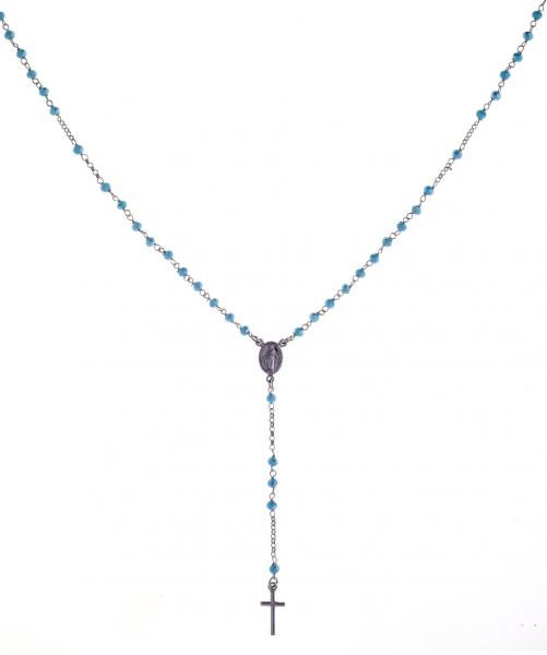 Collana rosario pendente Prega&Ama in argento925 con pietre turchesi - cod.61131