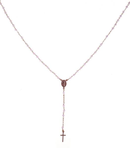 Collana rosario pendente Prega&Ama in argento925 con pietre rosa - cod.61194