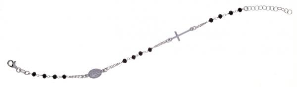 Bracciale rosario Prega&Ama in argento 925 con pietre nere cod.61050