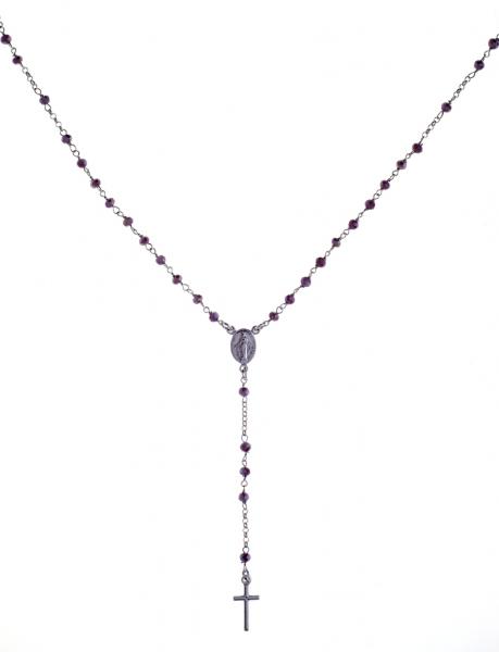Collana rosario pendente Prega&Ama in argento925 con pietre lilla - cod.61139