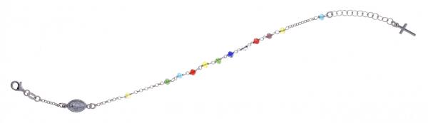 Bracciale rosario pendente Prega&Ama in argento925 con pietre multicolor - cod.61092