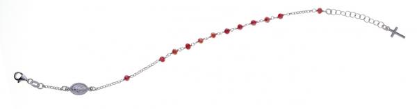 Bracciale rosario pendente Prega&Ama in argento925 con pietre rosse - cod.61108
