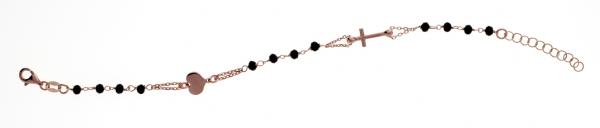 Bracciale rosario in argento925 Prega & Ama con pietre nere - cod.61001