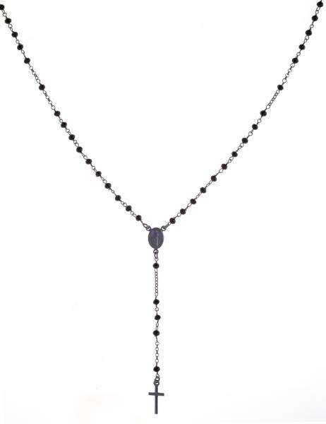 Collana rosario pendente Prega&Ama in argento925 con pietre nere